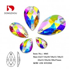 DZ 4065 Drop Shape Mixed Size Sew On Rhinestone  Crystal AB